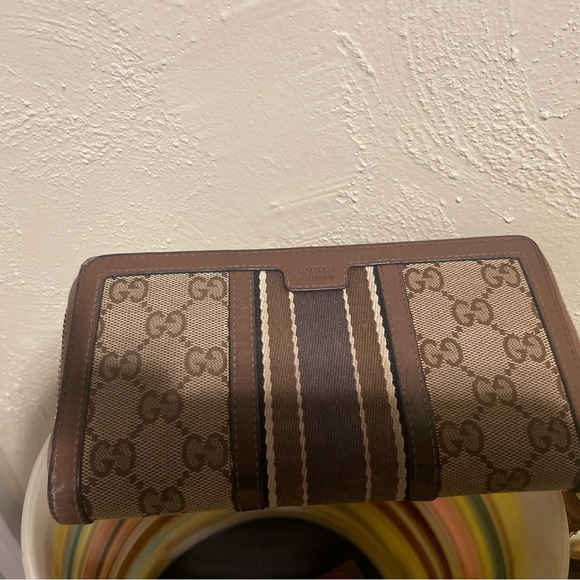 Gucci Beige/Brown GG Canvas and Leather Bamboo Tassel Zip Around Wallet - Picture 10 of 12